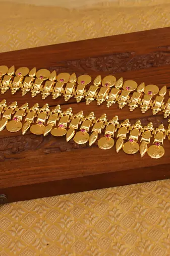 Kerala style gold plated temple coin necklace