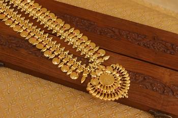 Kerala style gold plated temple coin necklace 4