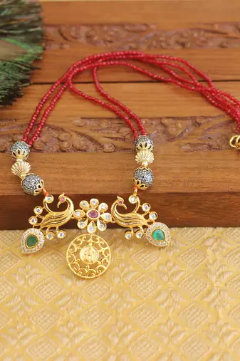 Designer gold plated beads necklace