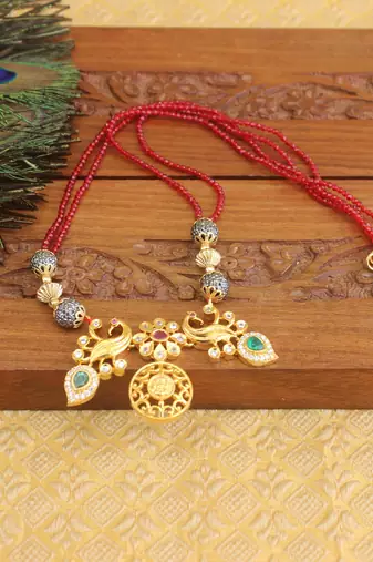 Designer gold plated beads necklace