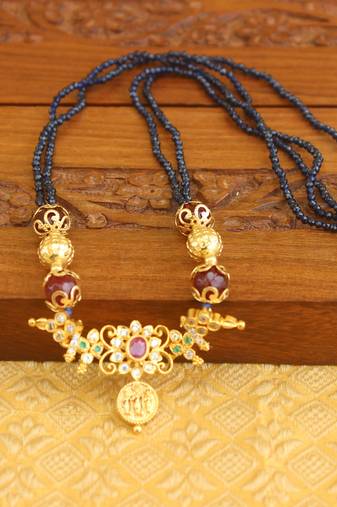 Designer gold plated beads necklace
