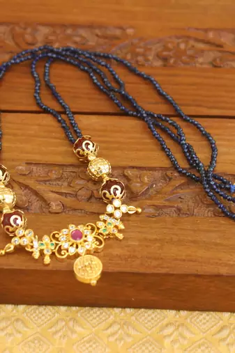Designer gold plated beads necklace