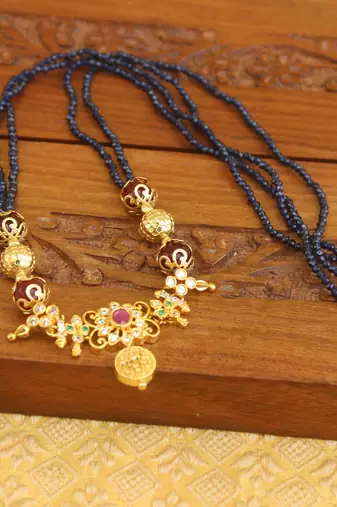 Designer gold plated beads necklace