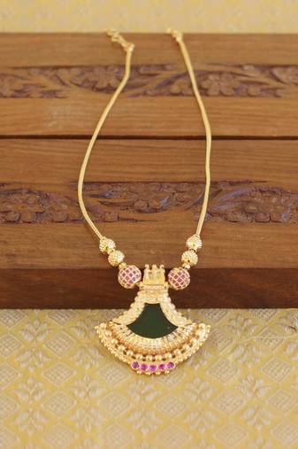 Kerala style gold plated palakka necklace
