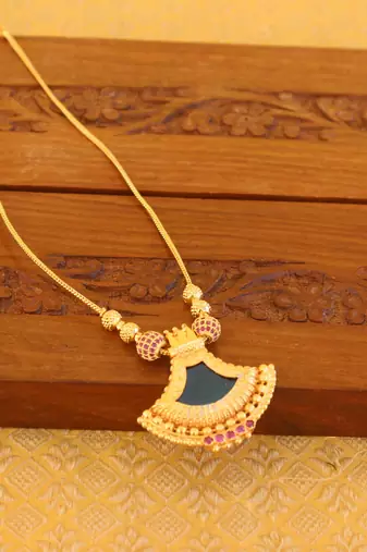 Kerala style gold plated palakka necklace