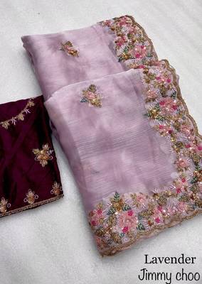 Elegant Jimmy Choo Saree With Exquisite C-Pallu And Multi-Colored Sequin Work 1