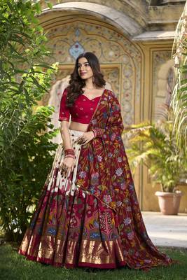Women's Tussar Silk Lehenga Choli For Wedding 1