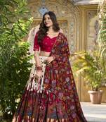 Women's Tussar Silk Lehenga Choli For Wedding