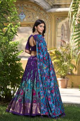 Purple Tussar Silk Madhubani Lehenga Choli 3