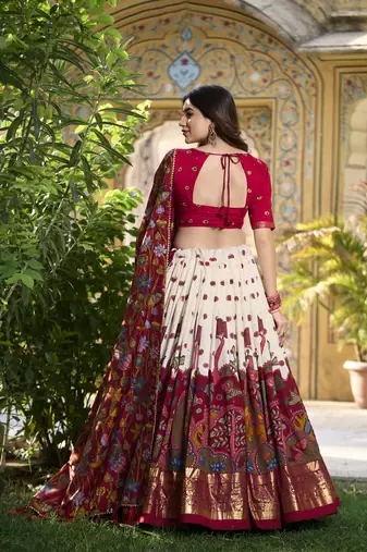 Women's Tussar Silk Lehenga Choli For Wedding