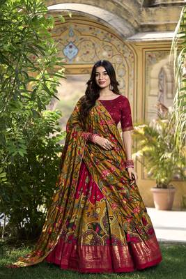 Women's Tussar Silk Lehenga Choli For Wedding 1