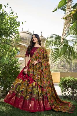 Women's Tussar Silk Lehenga Choli For Wedding 5