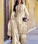 Bead chinon cream trendy pakistani salwar suit