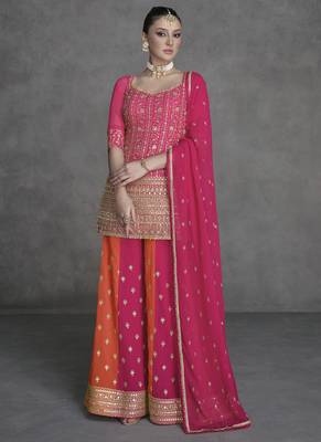 Pink Embroidered Sharara Suit 1
