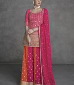 Pink Embroidered Sharara Suit