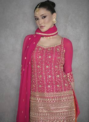 Pink Embroidered Sharara Suit 2