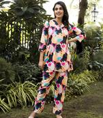 Smart and trendy multy muslin cotton coord set dress for trendy girlie looks