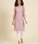 Beautiful pink colour georgette fabric fancy ethnic girlie kurti