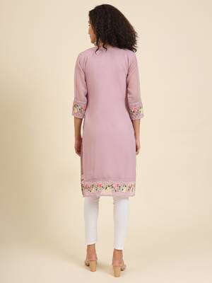 Beautiful pink colour georgette fabric fancy ethnic girlie kurti 2