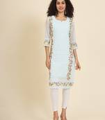 Beautiful sky blue colour georgette fabric fancy ethnic girlie kurti