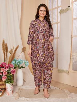 Multi colour beautiful printed trendy coord set dress for looks 1