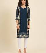 Beautiful blue colour georgette fabric fancy ethnic girlie kurti