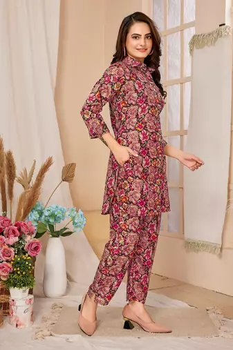 Multi colour beautiful printed trendy coord set dress for looks