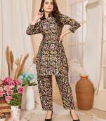 Black colour beautiful printed trendy coord set dress for girlie looks