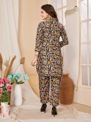 Black colour beautiful printed trendy coord set dress for looks 3