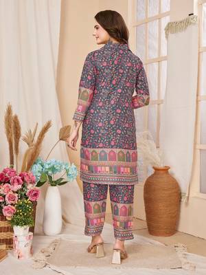 Grey colour beautiful printed trendy coord set dress for looks 3