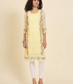 Beautiful yellow colour georgette fabric fancy ethnic girlie kurti