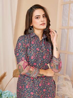 Grey colour beautiful printed trendy coord set dress for looks 5