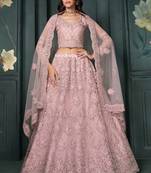 designer dusty pink net embroidery bridal lehenga