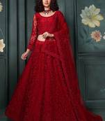 designer red net embroidery bridal lehenga