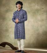Vardha men's viscose sequence readymade kurta for men - sequins embroidery,  traditional design white kurtas