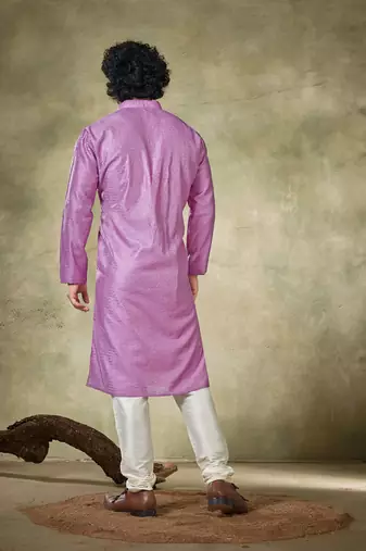 Vardha men's pink viscose sequence kurta - self design,  mandarin collar,  traditional design kurtas for men