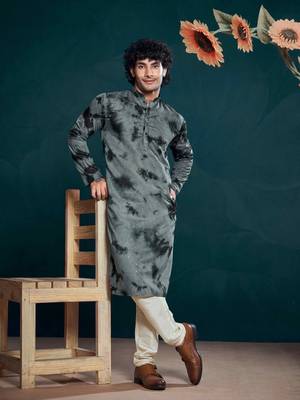 Vardha men's viscose sequence stitched kurta, flowy pattern shibori dyed ethnic kurtas for men 1