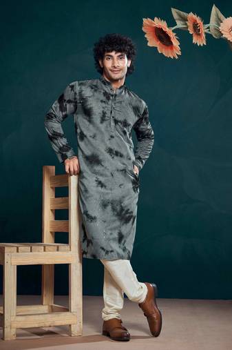Vardha men's viscose sequence stitched kurta, flowy pattern shibori dyed ethnic kurtas for men