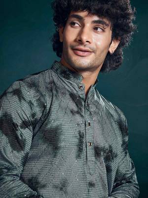 Vardha men's viscose sequence stitched kurta, flowy pattern shibori dyed ethnic kurtas for men 2