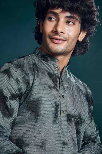 Vardha men's viscose sequence stitched kurta, flowy pattern shibori dyed ethnic kurtas for men