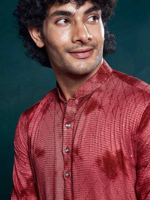 Vardha men's viscose sequence stitched kurta, flowy  pattern shibori dyed ethnic kurtas for men 2