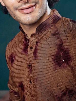 Vardha men's viscose sequence stitched kurta, flowy pattern shibori dyed ethnic kurtas for men 2
