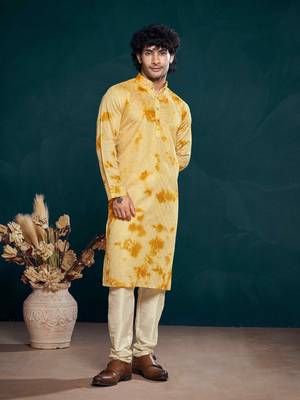 Vardha men's viscose sequence stitched kurta, flowy green pattern shibori dyed ethnic kurtas for men 1