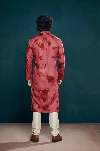 Vardha men's viscose sequence stitched kurta, flowy  pattern shibori dyed ethnic kurtas for men