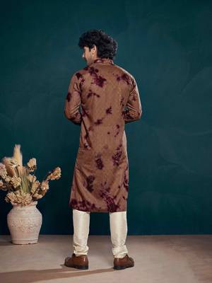 Vardha men's viscose sequence stitched kurta, flowy pattern shibori dyed ethnic kurtas for men 3
