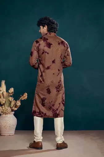 Vardha men's viscose sequence stitched kurta, flowy pattern shibori dyed ethnic kurtas for men