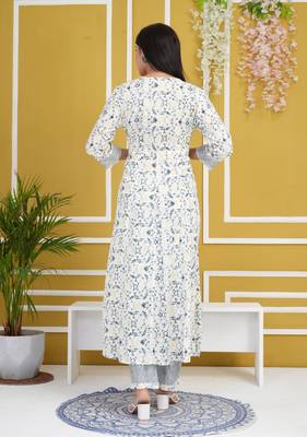White rayon cotton fabric festive wear readymade salwar kameez for trendy girlie looks 2