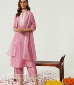 Pink colour silk blend embroidery work glamorous partywear salwar suit