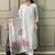 Beautifully off white colour linen cotton fabric girlie partywear embroidered suit