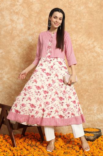 Women Trending Floral Printed Anarkali Kurta